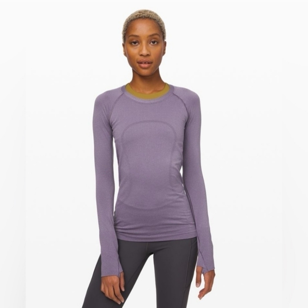 Lululemon Swift Stride Long Sleeve Shirt Purple Sparkle Metallic Size 6